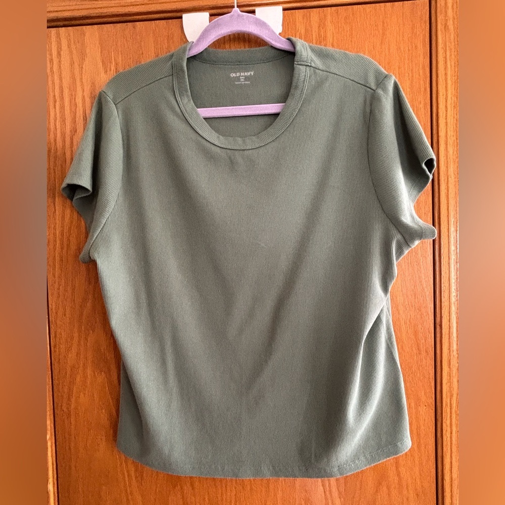 Old Navy Olive Green Short Sleeve Ribbed Crewneck Tee